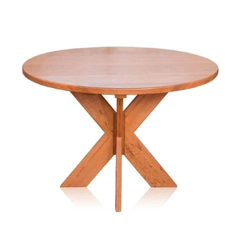 Conjunto Mesa De Jantar Redonda 1,20m Com 4 Cadeiras Country Em Madeira De Lei Maciça