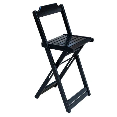 Kit Mesa Bistrô de Madeira Dobrável com 3 Banquetas - Preto