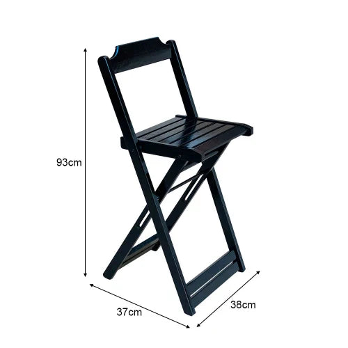 Kit Mesa Bistrô de Madeira Dobrável com 3 Banquetas - Preto