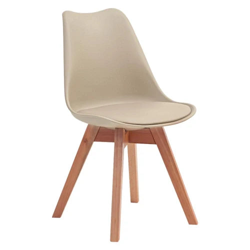Conjunto Mesa de Jantar Redonda Vértice 105cm Natural com 4 Cadeiras Leda em Madeira Maciça - Nude