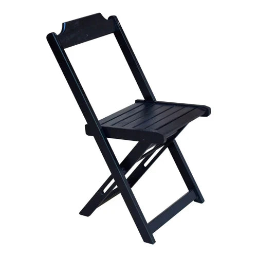 Conjunto de Mesa com 4 Cadeiras de Madeira Dobravel 70x70 Ideal para Bar e Restaurante - Preto