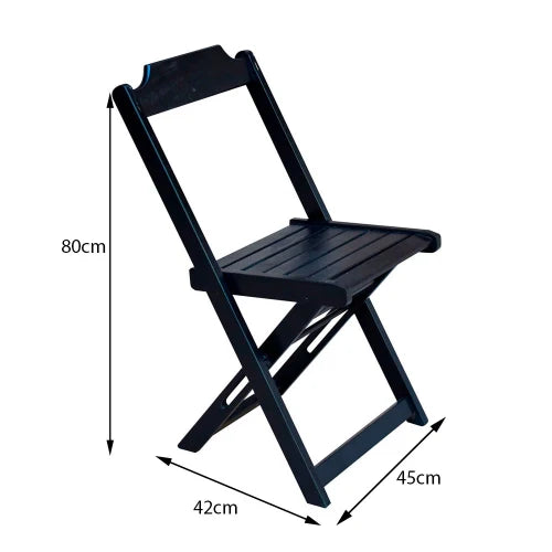 Conjunto de Mesa com 4 Cadeiras de Madeira Dobravel 70x70 Ideal para Bar e Restaurante - Preto