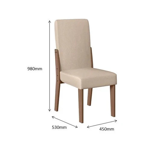 Conjunto Sala de Jantar Dubai 1,10 com 4 Cadeiras Amêndoa 74B