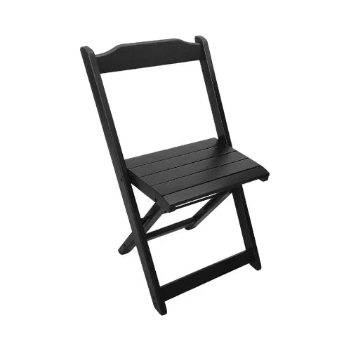 Conjunto Dobrável Mesa de Madeira 90cm Redonda com 4 Cadeiras Preta