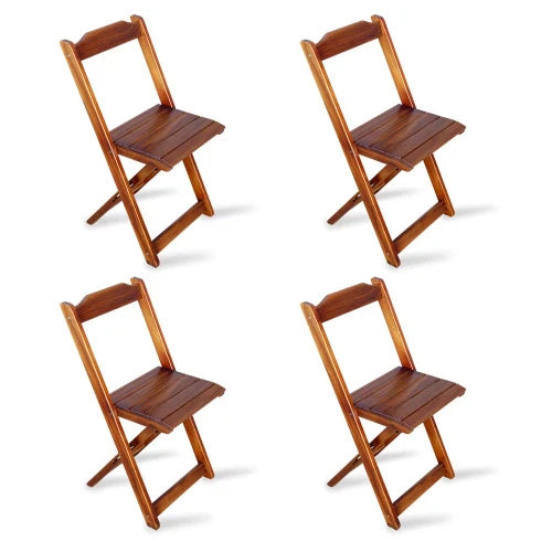 Conjunto de Mesa 60x60 e Mesa Aparador Dobrável com 4 Cadeiras Bar Restaurante - Imbuia