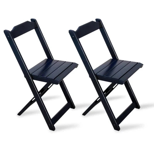 Conjunto de Mesa Dobrável 60x60 com 2 Cadeiras Preto
