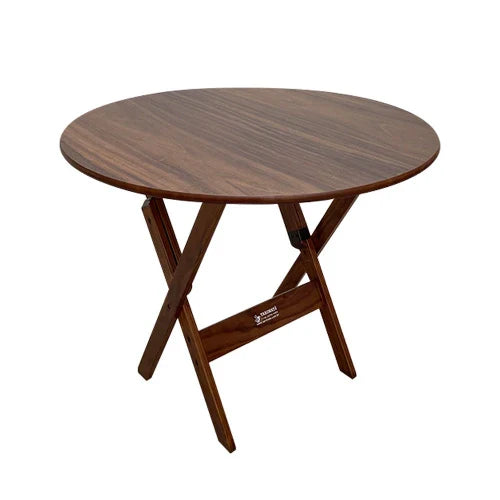 Conjunto Dobrável Mesa de Madeira 90cm Redonda com 4 Cadeiras Imbuia