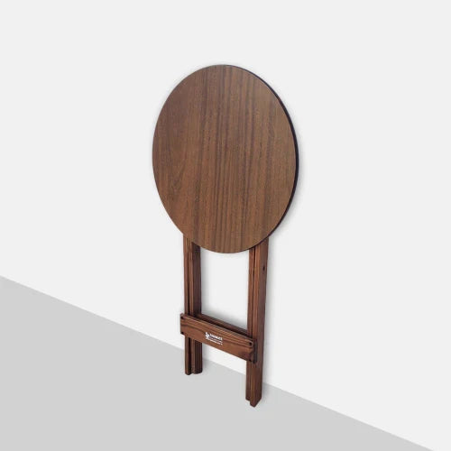 Mesa Bistrô Dobrável de Madeira Redonda com 2 Banquetas Imbuia
