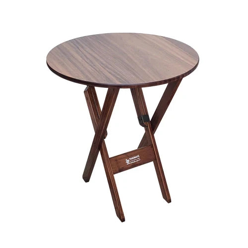 Conjunto Dobrável Mesa de Madeira 70cm Redonda com 2 Cadeiras Imbuia