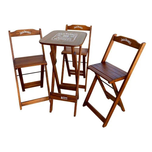 Conjunto Mesa Bistrô Com 3 Banquetas Dobráveis De Madeira Jack Imbuia Cor: Marrom