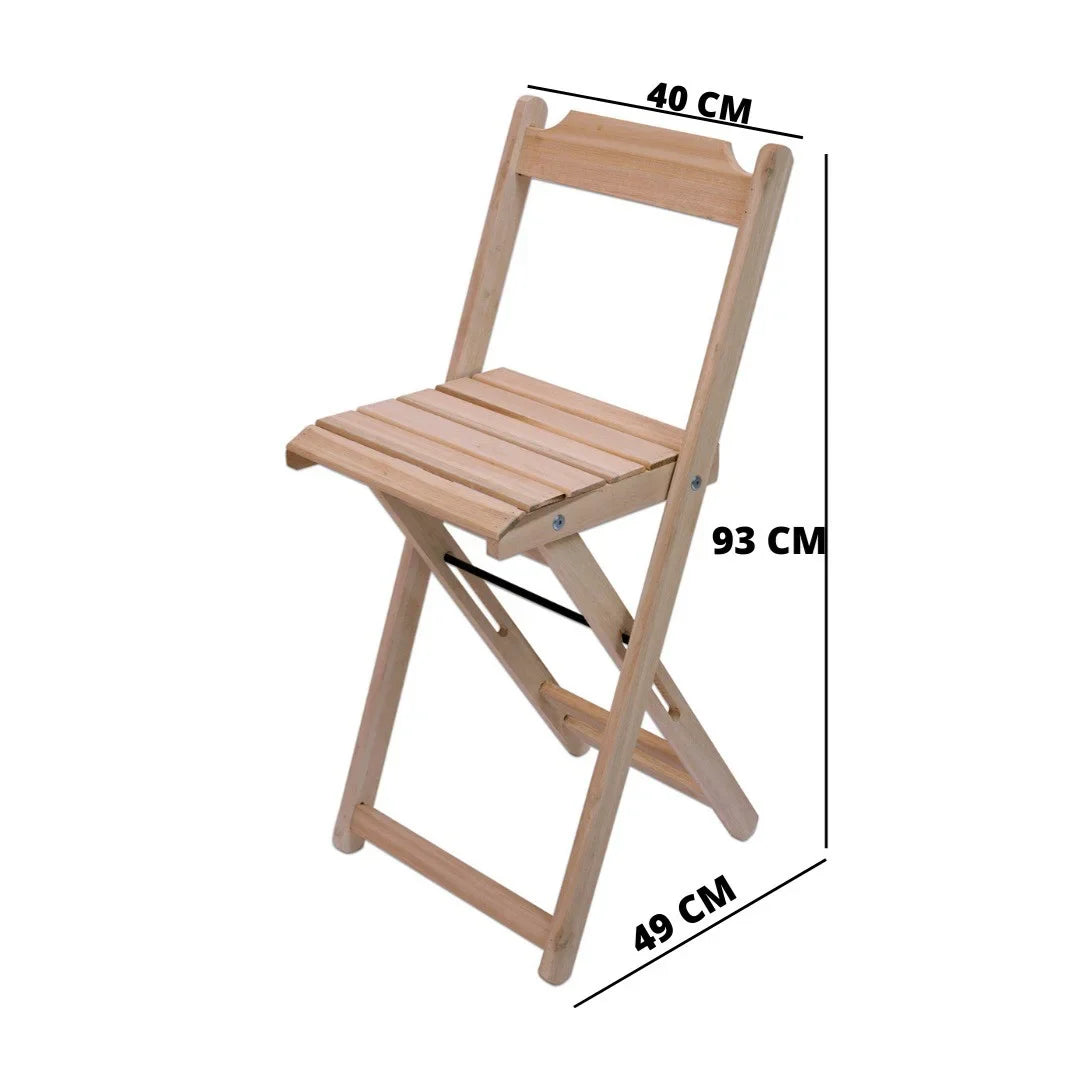 CONJUNTO MESA REDONDA DOBRÁVEL BISTRÔ E 2 CADEIRAS EM MADEIRA EUCALIPTO SEM PINTURA