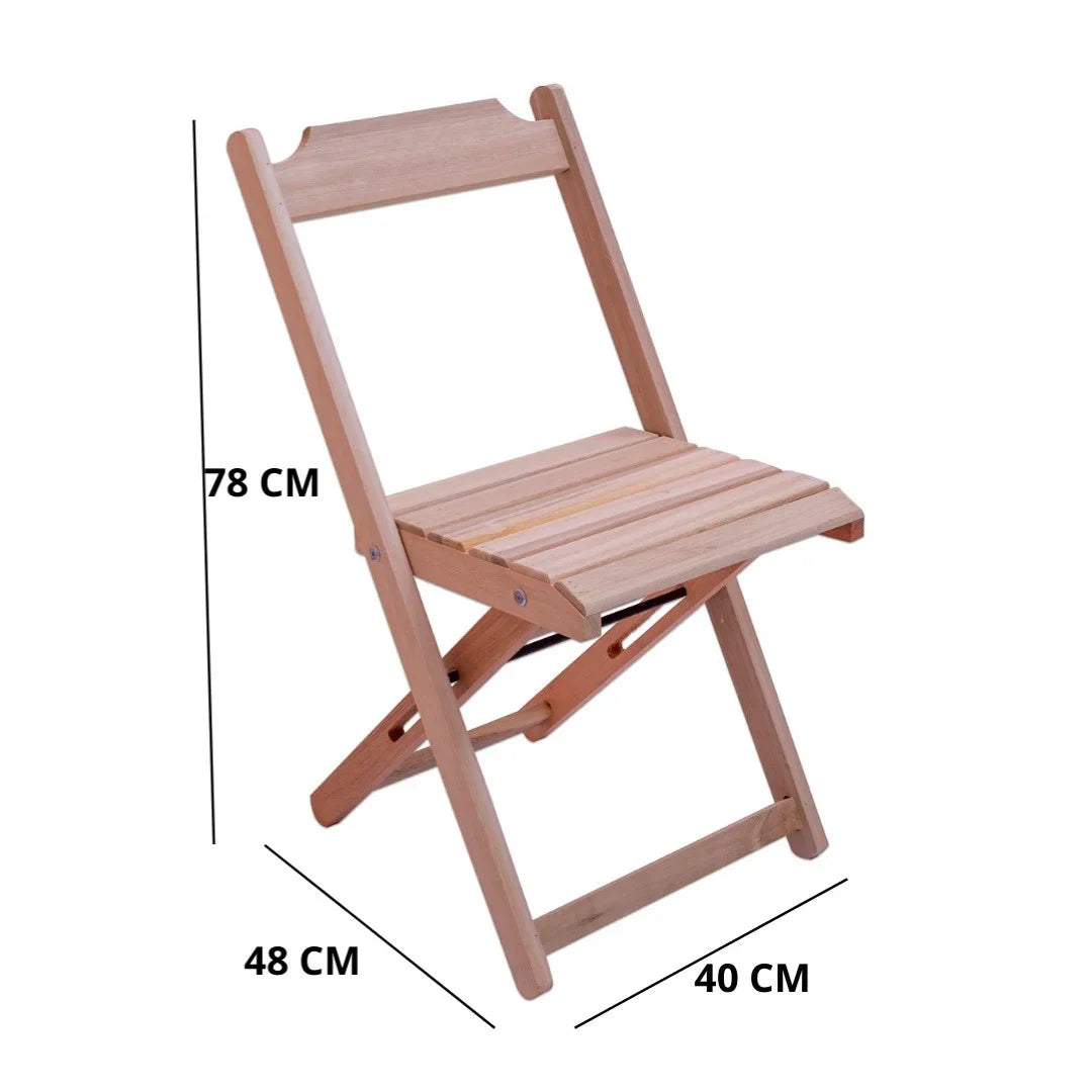 CONJUNTO DOBRÁVEL DE MESA 120X70 COM 1 MESA E 4 CADEIRAS EM MADEIRA EUCALIPTO SEM PINTURA