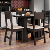 Conjunto de Mesa de Jantar Milano - 4 Cadeiras Amêndoa/Savana