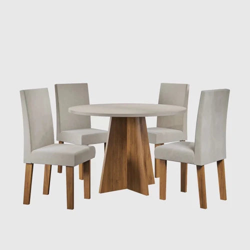 Conjunto Mesa de Jantar Redonda Spirit com 4 Cadeiras Móveis