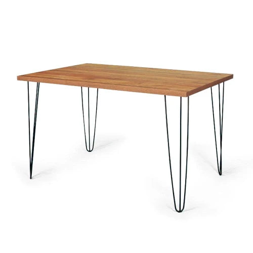 Conjunto Mesa de Jantar Hairpin 130x80 Natural com 4 Cadeiras Eames Eiffel - Preto