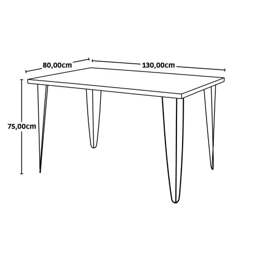 Conjunto Mesa de Jantar Hairpin 130x80 Natural com 4 Cadeiras Eames Eiffel - Preto