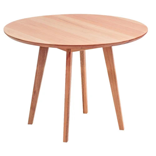 Conjunto Mesa de Jantar Redonda Vértice 105cm Natural com 4 Cadeiras Leda em Madeira Maciça - Nude