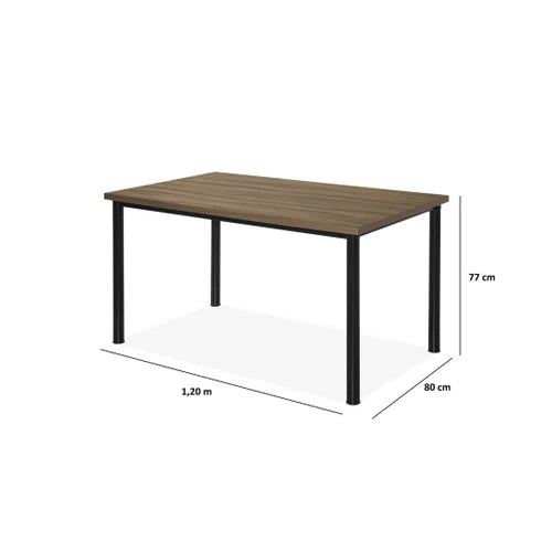 Conjunto Mesa De Jantar Jasmim mdp c/4 Cadeiras Titanium Tampo Nogal Tubo Preto