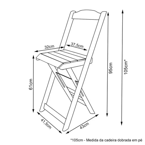 Conjunto de Mesa Bistro Dobravel com 2 Banquetas para Area Gourmet - Preto