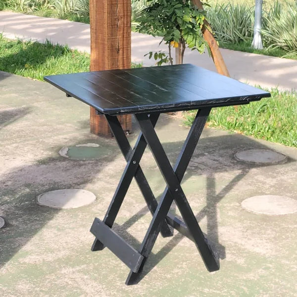 Mesa Dobrável 70x70 Retrátil De Madeira Preto